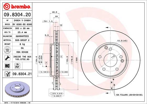 Brembo 09.8304.21 - Jarrulevy inparts.fi