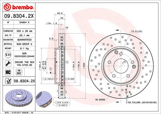 Brembo 09.8304.2X - Jarrulevy inparts.fi