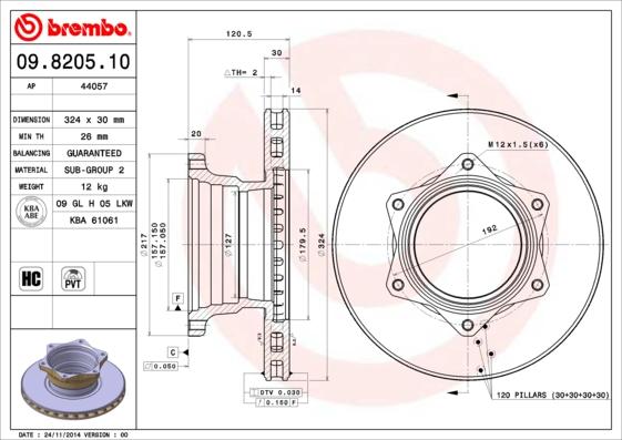 Brembo 09.8205.10 - Jarrulevy inparts.fi