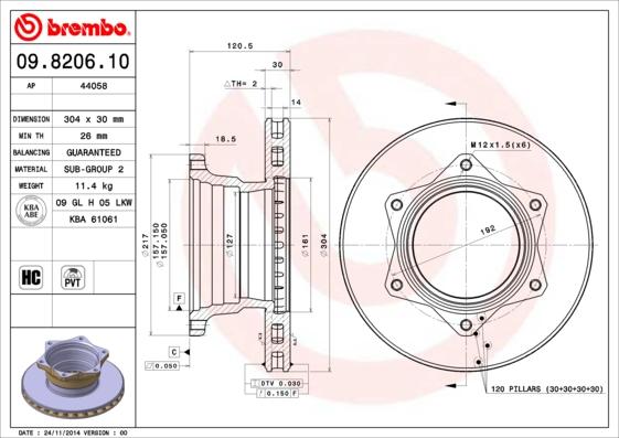 Brembo 09.8206.10 - Jarrulevy inparts.fi