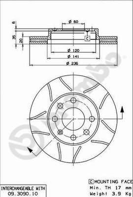 Brembo 09.3090.75 - Jarrulevy inparts.fi