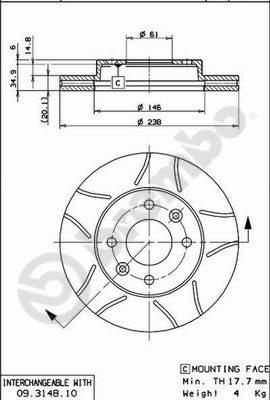 Brembo 09.3148.75 - Jarrulevy inparts.fi