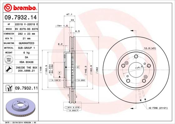 Brembo 09.7932.14 - Jarrulevy inparts.fi