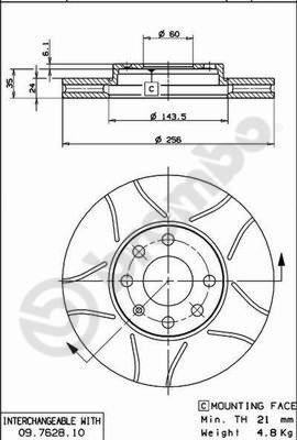 Brembo 09.7628.75 - Jarrulevy inparts.fi