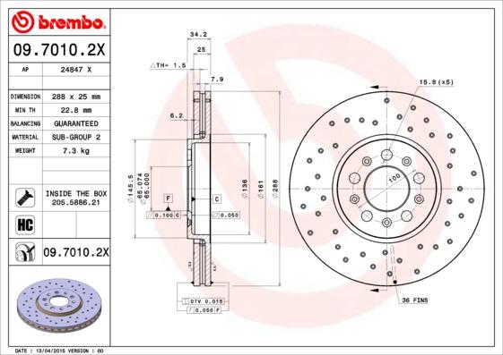 Brembo 09.7010.2X - Jarrulevy inparts.fi