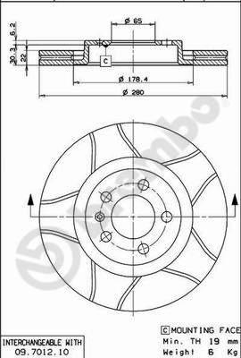 Brembo 09.7012.75 - Jarrulevy inparts.fi