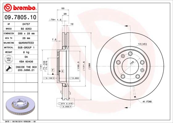 Brembo 09.7805.10 - Jarrulevy inparts.fi