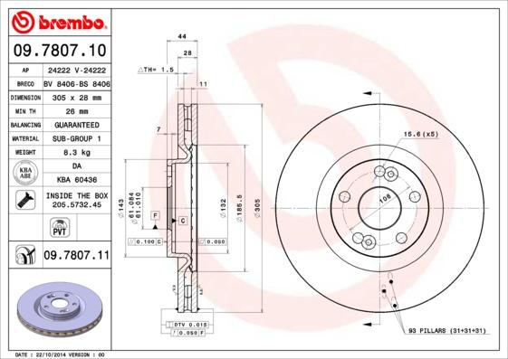 Brembo 09.7807.10 - Jarrulevy inparts.fi