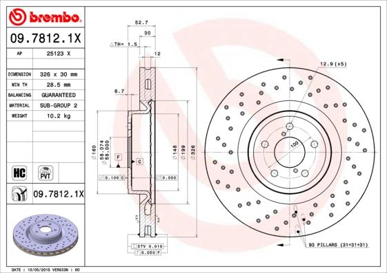 Brembo 09.7812.1X - Jarrulevy inparts.fi