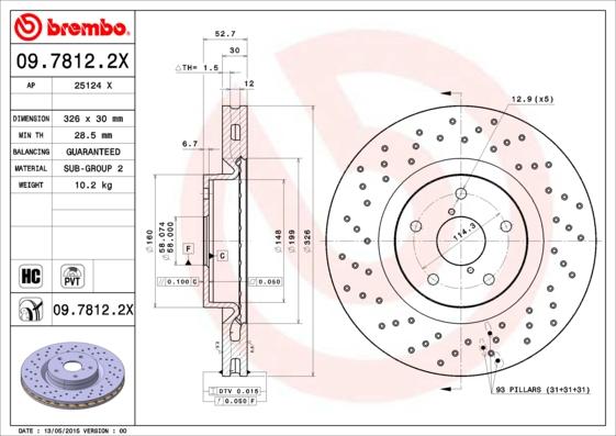 Brembo 09.7812.2X - Jarrulevy inparts.fi