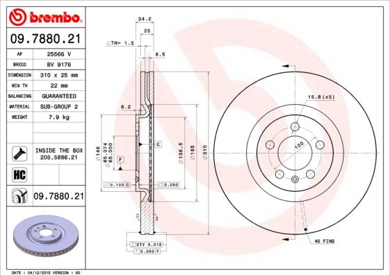 Brembo 09.7880.21 - Jarrulevy inparts.fi