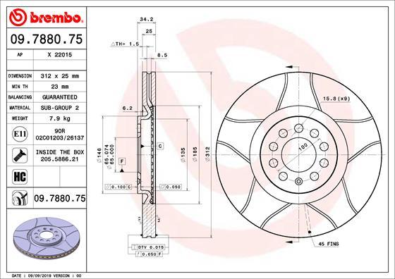 Brembo 09.7880.75 - Jarrulevy inparts.fi