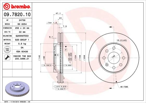 Brembo 09.7820.10 - Jarrulevy inparts.fi