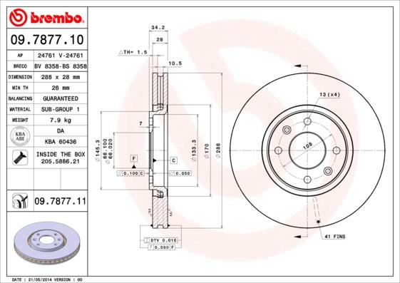 Brembo 09.7877.11 - Jarrulevy inparts.fi