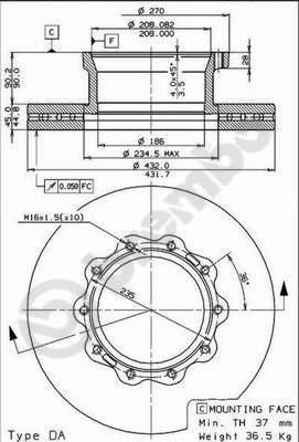 Brembo 09.7381.20 - Jarrulevy inparts.fi