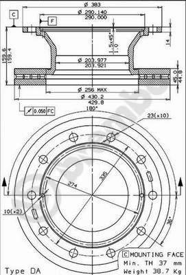 Brembo 09.7383.20 - Jarrulevy inparts.fi