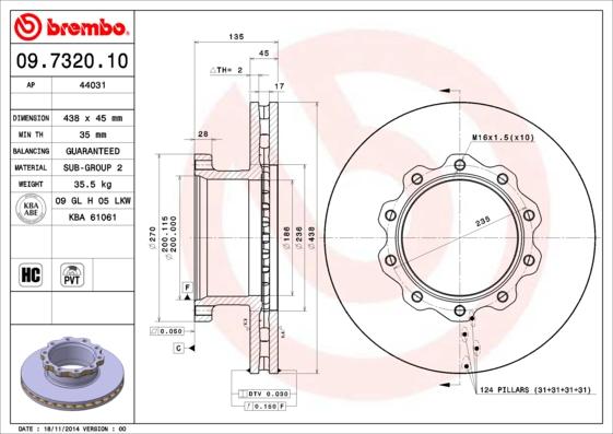 Brembo 09.7320.10 - Jarrulevy inparts.fi