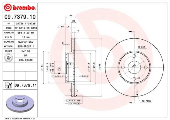 Brembo 09.7379.10 - Jarrulevy inparts.fi