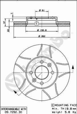 Brembo 09.7292.77 - Jarrulevy inparts.fi