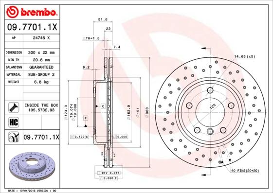 Brembo 09.7701.1X - Jarrulevy inparts.fi