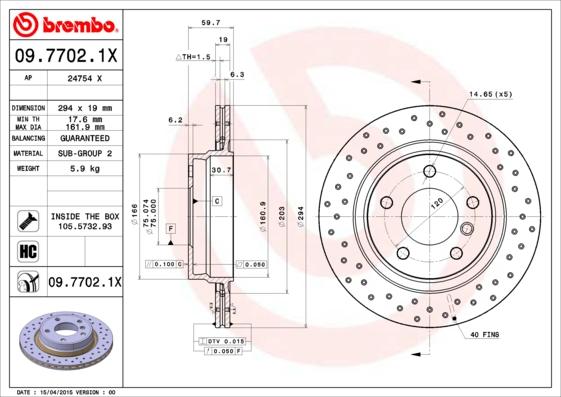 Brembo 09.7702.1X - Jarrulevy inparts.fi