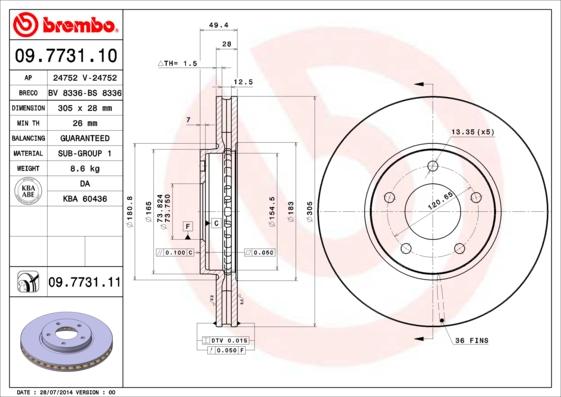 Brembo 09.7731.10 - Jarrulevy inparts.fi