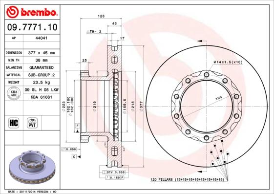 Brembo 09.7771.10 - Jarrulevy inparts.fi