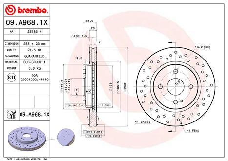 Brembo 09.A968.1X - Jarrulevy inparts.fi