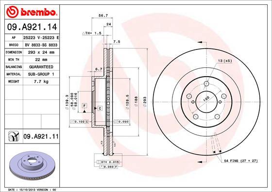 Brembo 09.A921.11 - Jarrulevy inparts.fi