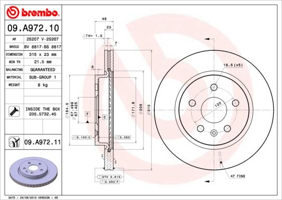 Brembo 09.A972.11 - Jarrulevy inparts.fi