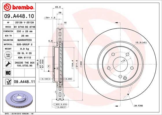 Brembo 09.A448.11 - Jarrulevy inparts.fi