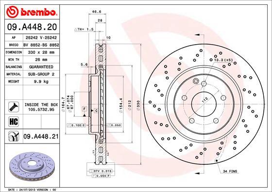 Brembo 09.A448.20 - Jarrulevy inparts.fi