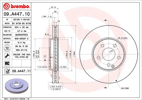 Brembo 09.A447.11 - Jarrulevy inparts.fi