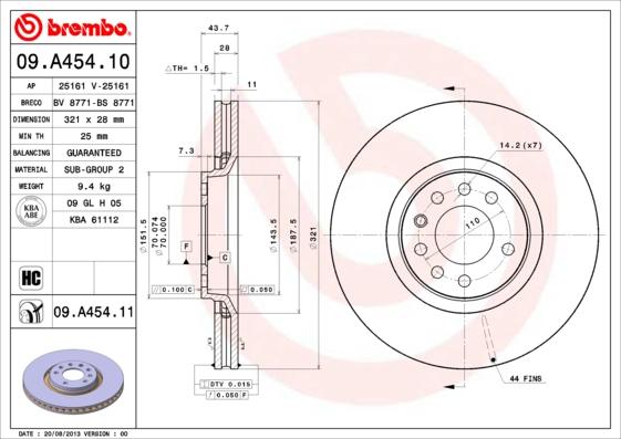 Brembo 09.A454.10 - Jarrulevy inparts.fi