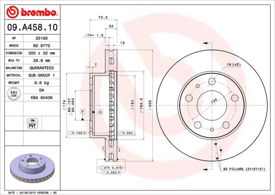 Brembo 09.A458.10 - Jarrulevy inparts.fi