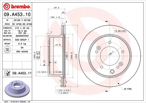 Brembo 09.A453.10 - Jarrulevy inparts.fi