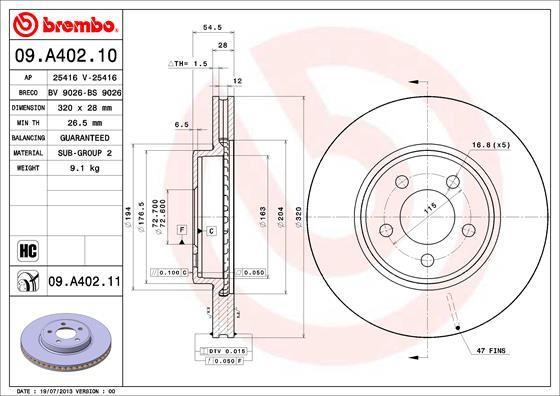 Brembo 09.A402.11 - Jarrulevy inparts.fi