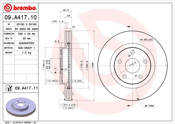 Brembo 09.A417.11 - Jarrulevy inparts.fi