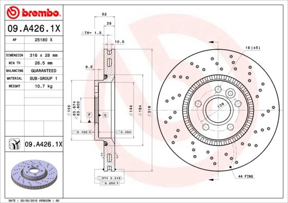 Brembo 09.A426.1X - Jarrulevy inparts.fi