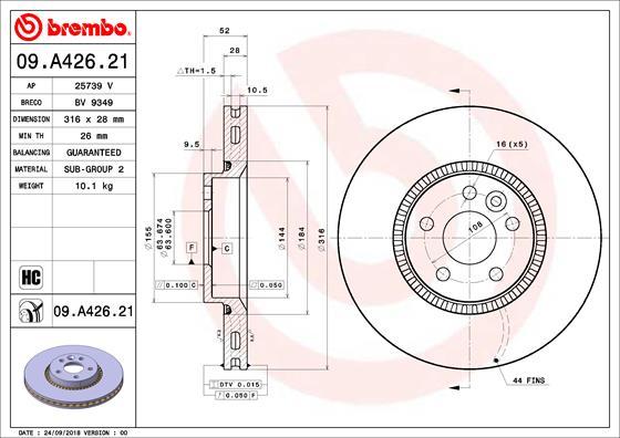 Brembo 09.A426.21 - Jarrulevy inparts.fi