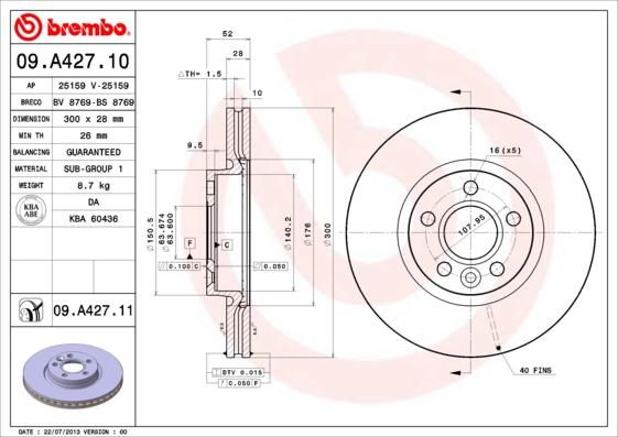 Brembo 09.A427.10 - Jarrulevy inparts.fi