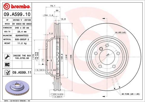 Brembo 09.A599.10 - Jarrulevy inparts.fi