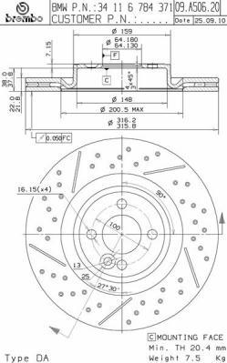 Brembo 09.A506.20 - Jarrulevy inparts.fi