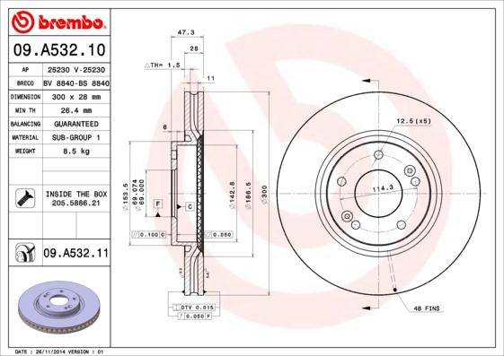 Brembo 09.A532.11 - Jarrulevy inparts.fi