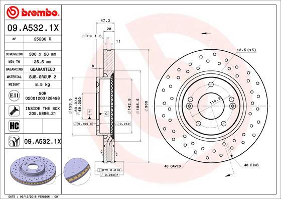 Brembo 09.A532.1X - Jarrulevy inparts.fi