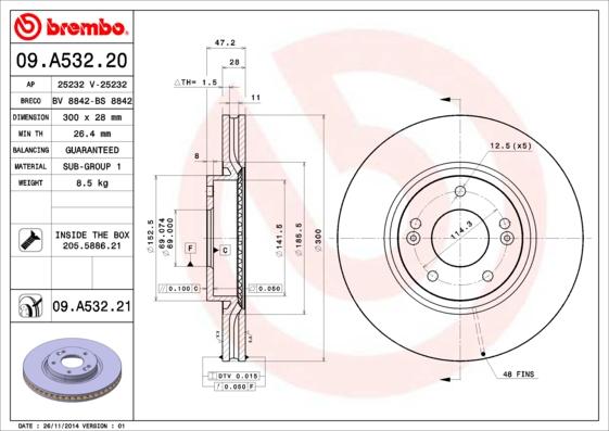 Brembo 09.A532.21 - Jarrulevy inparts.fi