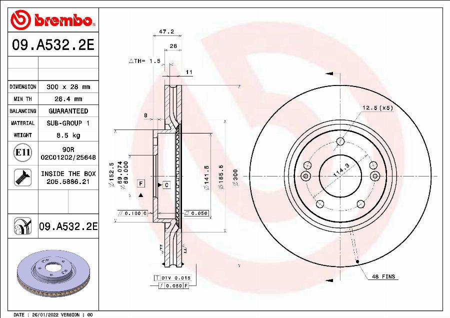 Brembo 09.A532.2E - Jarrulevy inparts.fi