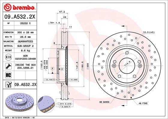 Brembo 09.A532.2X - Jarrulevy inparts.fi