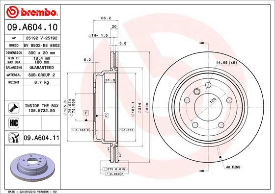 Brembo 09.A604.10 - Jarrulevy inparts.fi