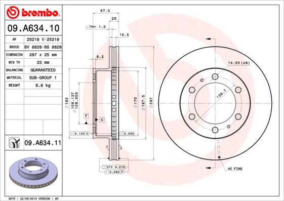 Brembo 09.A634.11 - Jarrulevy inparts.fi